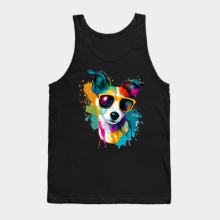 Colourful cool Jack Russell Terrier dog with sunglasses. Tank Top